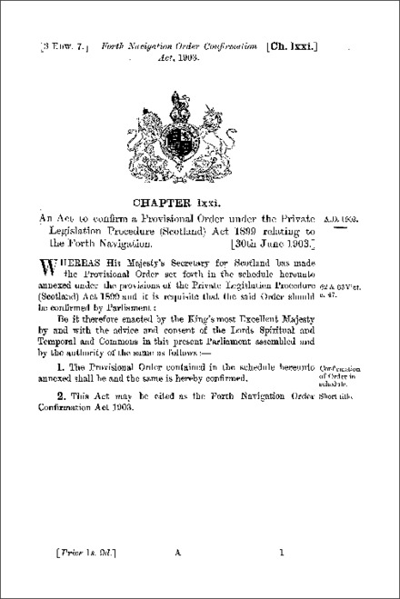 Forth Navigation Order Confirmation Act 1903