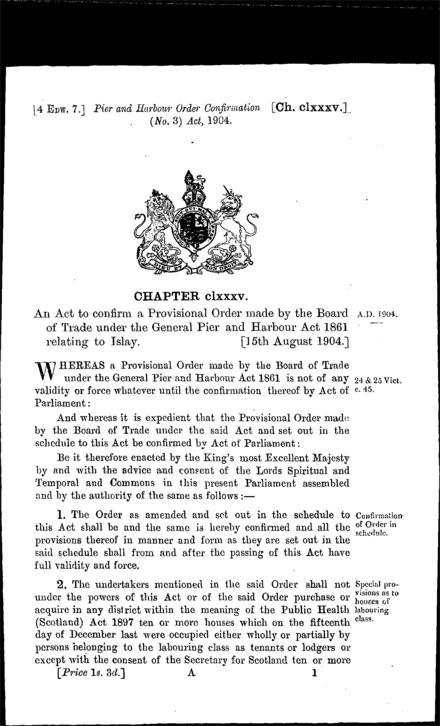 Pier and Harbour Order Confirmation (No. 3) Act 1904