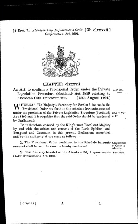 Aberdeen City Improvements Order Confirmation Act 1904