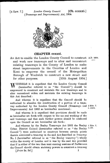 London County Council (Tramways and Improvements) Act 1904