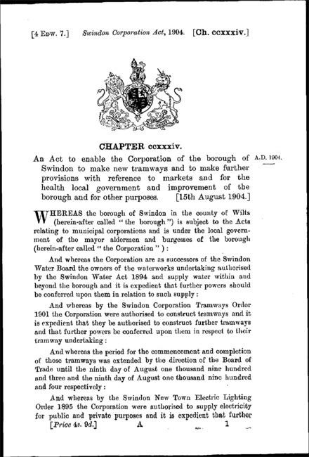 Swindon Corporation Act 1904