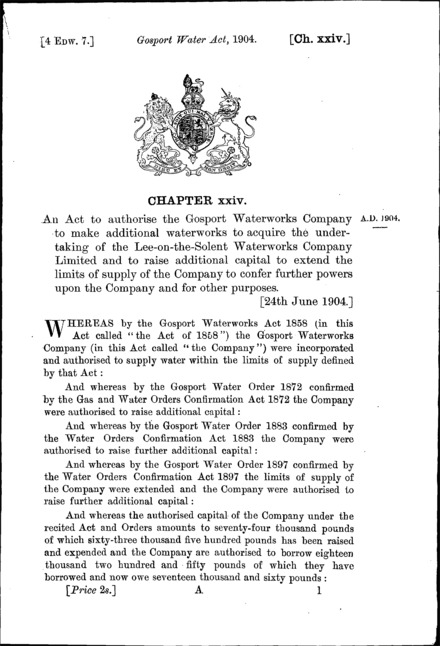 Gosport Water Act 1904
