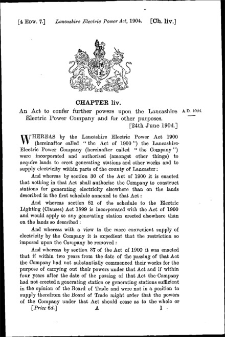 Lancashire Electric Power Act 1904