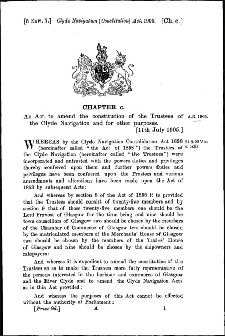 Clyde Navigation (Constitution) Act 1905