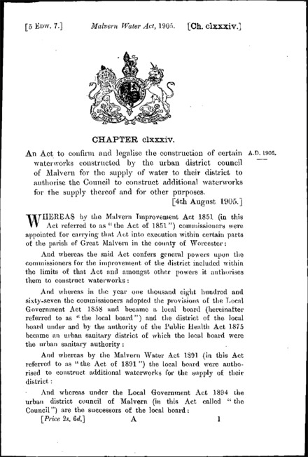 Malvern Water Act 1905