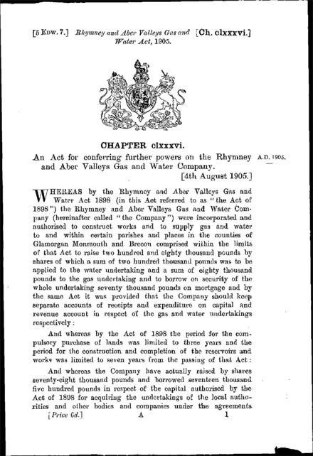 Rhymney and Aber Valleys Gas and Water Act 1905