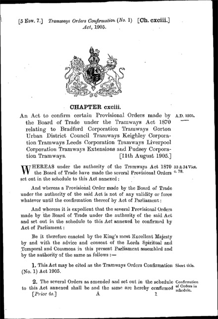 Tramways Orders Confirmation (No. 1) Act 1905