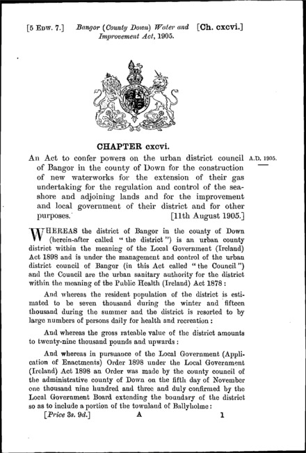 Bangor (County Down) Water and Improvement Act 1905