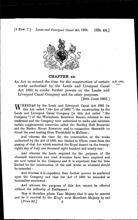 Leeds and Liverpool Canal Act 1905