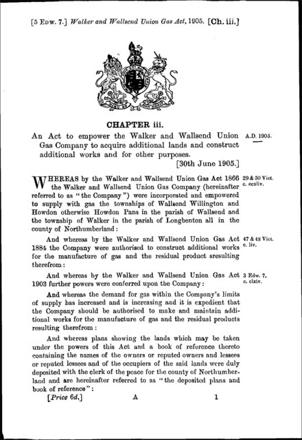 Walker and Wallsend Union Gas Act 1905