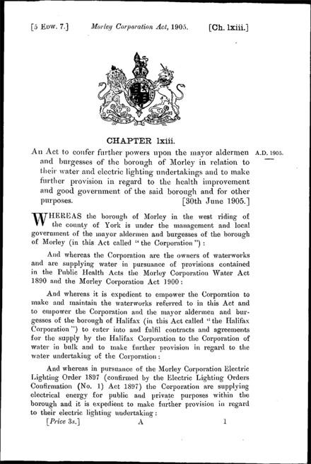 Morley Corporation Act 1905
