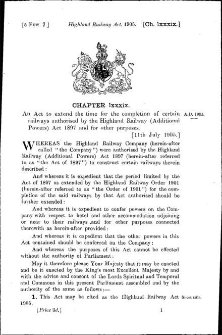 Highland Railway Act 1905