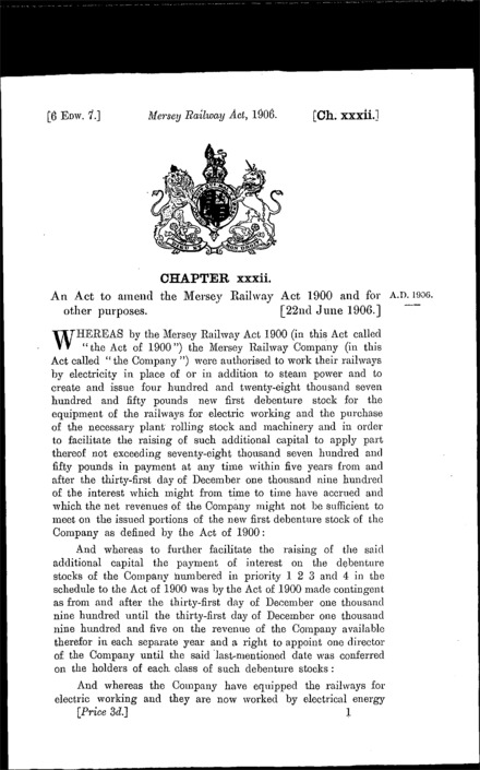Mersey Railway Act 1906