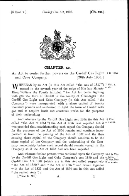 Cardiff Gas Act 1906