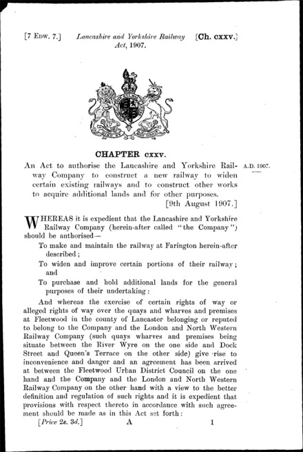 Lancashire and Yorkshire Railway Act 1907