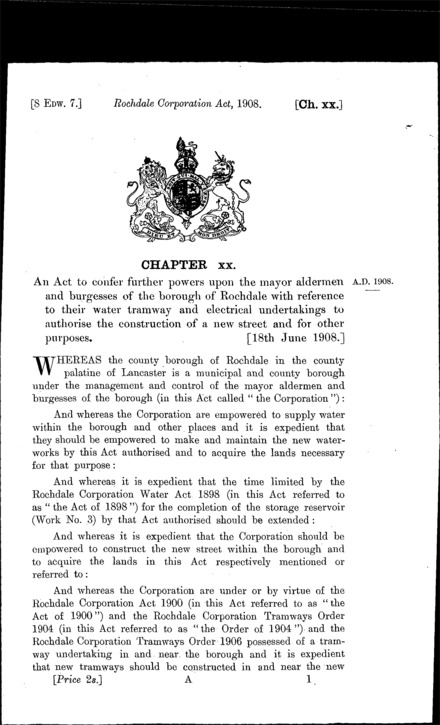 Rochdale Corporation Act 1908