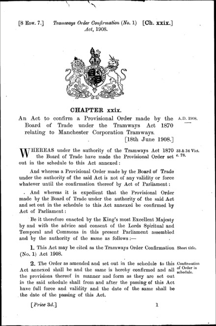 Tramways Order Confirmation (No. 1) Act 1908