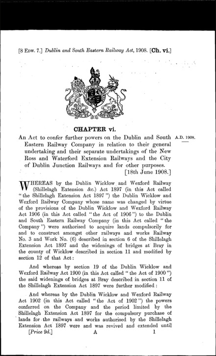 Dublin and South Eastern Railway Act 1908