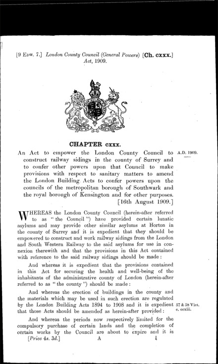 London County Council (General Powers) Act 1909