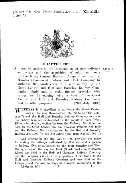 Great Central Railway Act 1910
