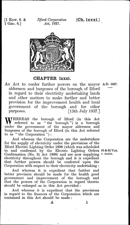 Ilford Corporation Act 1937