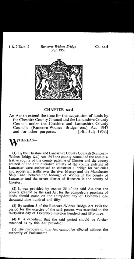 Runcorn-Widnes Bridge Act 1953
