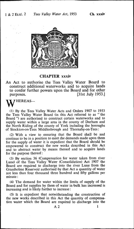 Tees Valley Water Act 1953