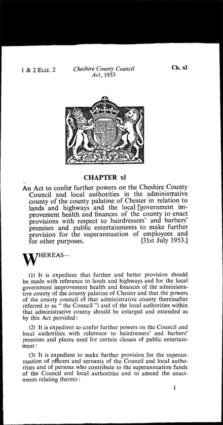 Cheshire County Council Act 1953