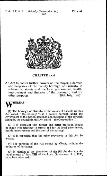 Grimsby Corporation Act 1962