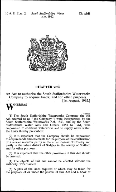 South Staffordshire Water Act 1962