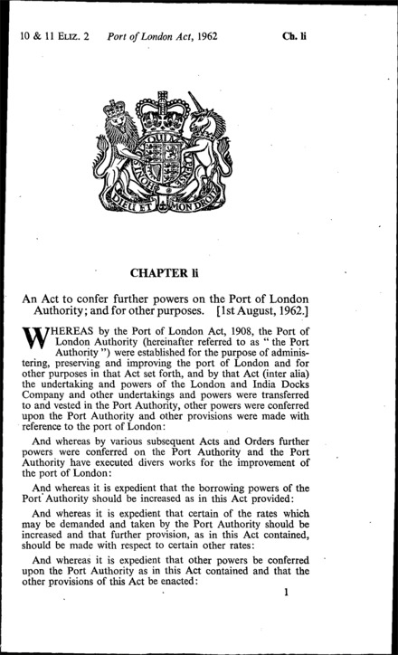 Port of London Act 1962