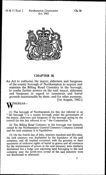Northampton Corporation Act 1962