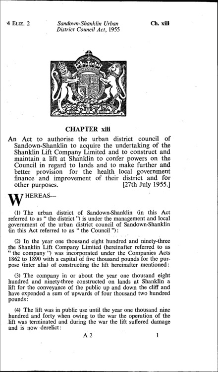 Sandown-Shanklin Urban District Council Act 1955