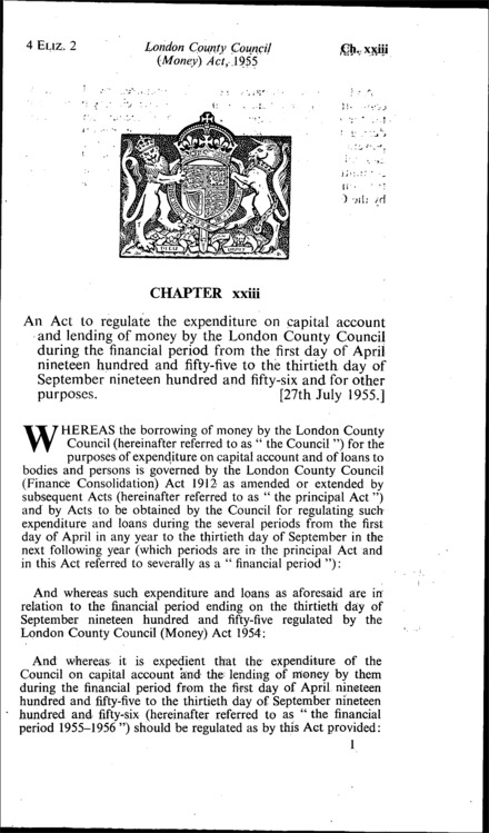 London County Council (Money) Act 1955