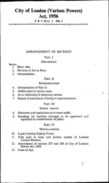 City of London (Various Powers) Act 1956