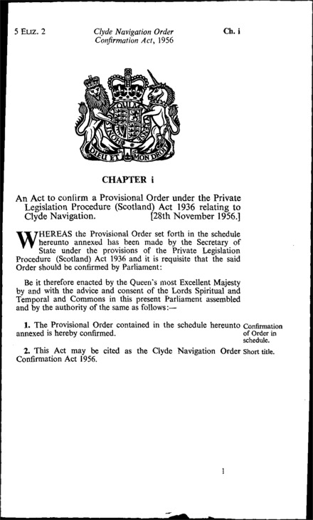 Clyde Navigation Order Confirmation Act 1956