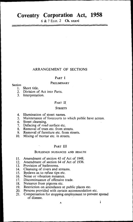 Coventry Corporation Act 1958