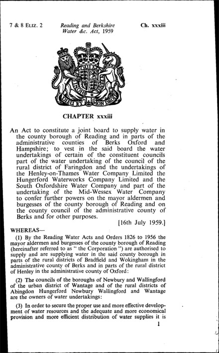 Reading and Berkshire Water, &c. Act 1959