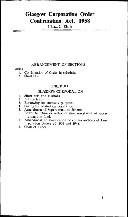 Glasgow Corporation Order Confirmation Act 1958