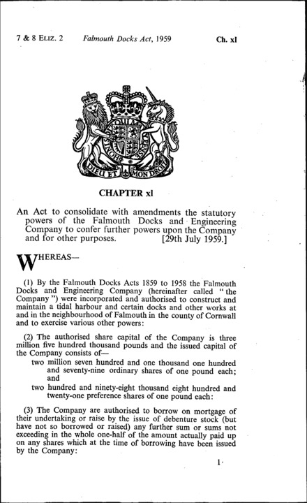 Falmouth Docks Act 1959