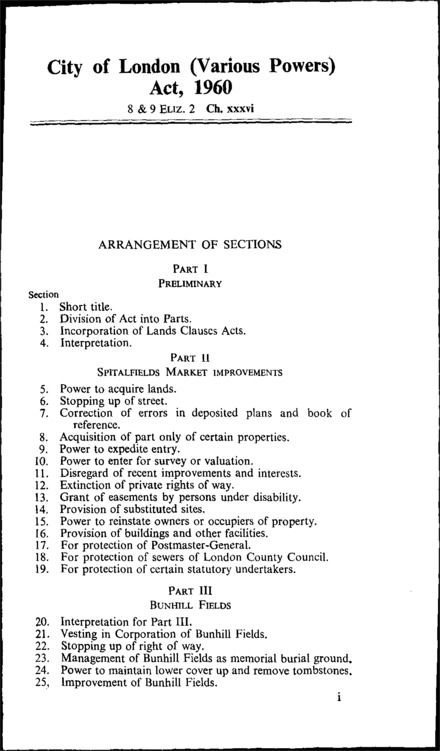 City of London (Various Powers) Act 1960