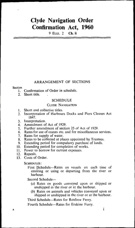 Clyde Navigation Order Confirmation Act 1960