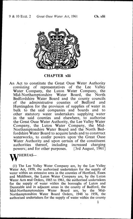 Great Ouse Water Act 1961