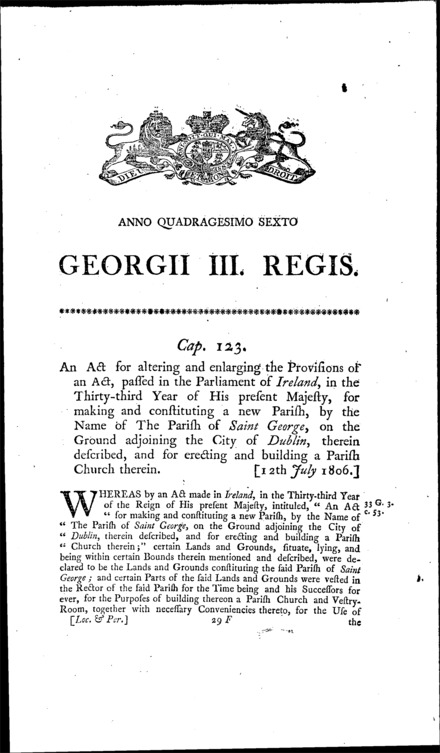 Parish of St. George Dublin Act 1806