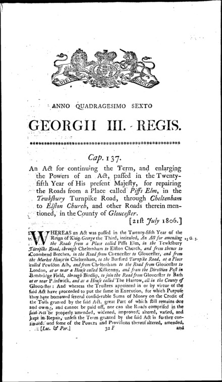 Roads through Cheltenham Act 1806