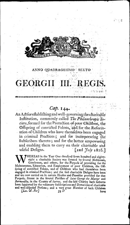 Philanthropic Society's Act 1806