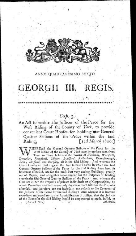 West Riding of Yorkshire Court Houses Act 1806
