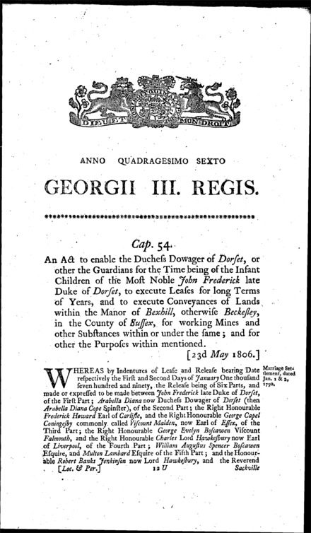 Duke of Dorset's Estate Act 1806