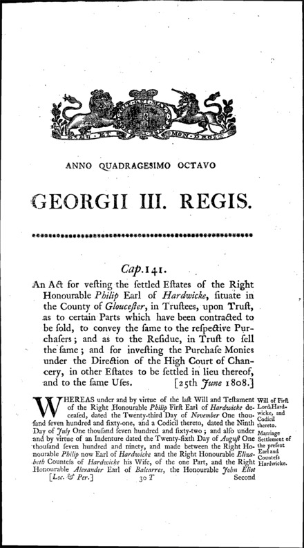 Earl of Hardwicke's Estate Act 1808