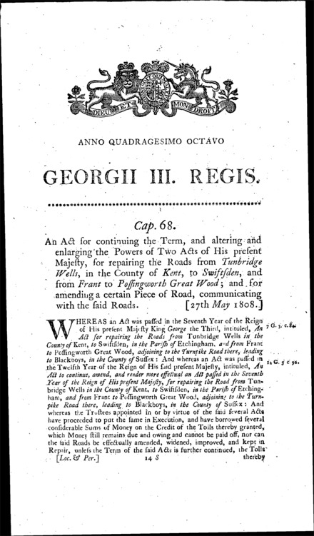 Tunbridge Wells Roads Act 1808